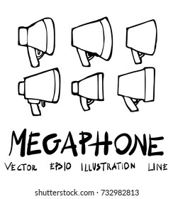 Set of Megaphone doodle illustration Hand drawn Sketch line vector
