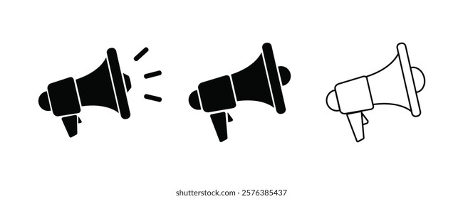 Set of Megaphone graphic icon. set of Megaphone sign isolated on white background. Vector illustration