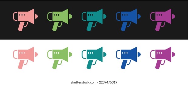 Set Megaphone icon isolated on black and white background. Speaker sign.  Vector