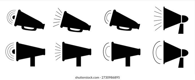 Conjunto de icono de megáfono Ilustración vectorial