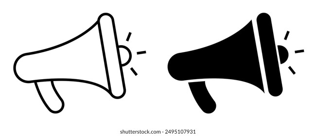Set of Megaphone icons. Loudspeaker megaphone vector illustration. Advertising concept. Megaphone icon, loud speaker icon. Set of announcement icons. Advertising and business promotion symbol.