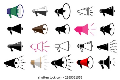 set of megaphone illustration, hand drawn loudspeaker vector icon.
