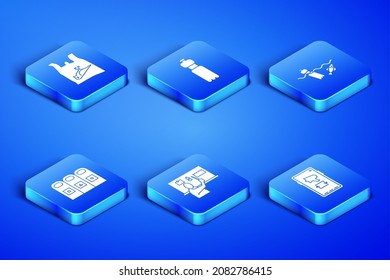 Set Megaphone on mobile, Dead bird, plastic, Stop pollution, Trash in garbage cans sorted, Bottle of water and Problem the ocean icon. Vector