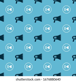 Set Megaphone and Rewind on seamless pattern. Vector