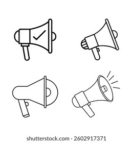Set Megaphone silhouette graphic symbol icon vector on white background in illustration