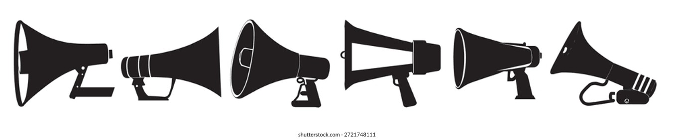 conjunto de megaphone vetor silhueta ilustração