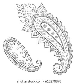 Set of Mehndi flower pattern for Henna drawing and tattoo. Decoration in ethnic oriental, Indian style.