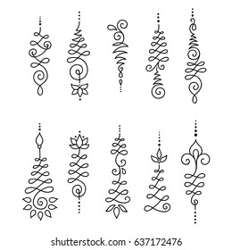 Set of Mehndi flower pattern for Henna drawing and tattoo. Decoration in ethnic oriental, Indian style.