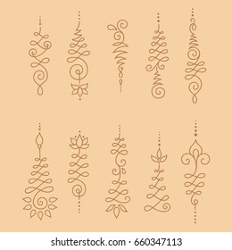 Set of Mehndi flower pattern for Henna drawing and tattoo. Decoration in ethnic oriental, Indian style.