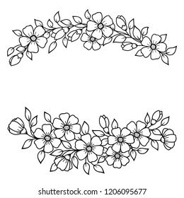 Set of Mehndi Sakura flower pattern for Henna drawing and tattoo. Decoration in ethnic oriental, Indian style.