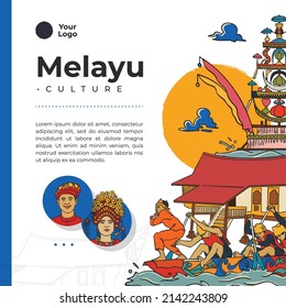 set melayunese illustration hand drawn indonesian cultures background