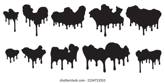 Set of melt black or liquid paint drops. Vector illustration for your design.	