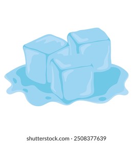 Set of melt ice cubes cartoon vector. Sketchy Ice Cubes Vector