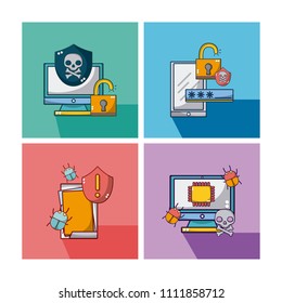 Set of meltdown and spectre icons