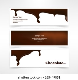 set Melted chocolate dripping set on white background vector
