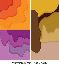 Set of melting dripping honey drops on white background made in paper cut style. Isolated vector illustration.