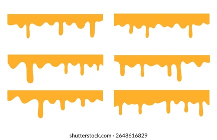 A set of melting and dripping yellow cheese. cheese background
