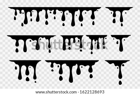 Set melting drops, milk, liquid caramel, honey and chocolate. Vector illustration