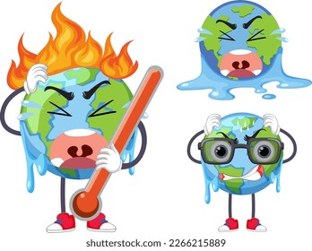 Set of melting earth illustration