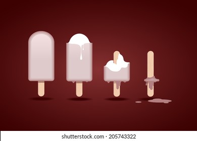 Set of melting ice cream.