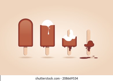 Set of melting ice cream.