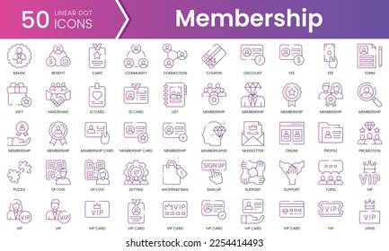 Juego de iconos de pertenencia. Conjunto de iconos de estilo de degradado. Ilustración vectorial