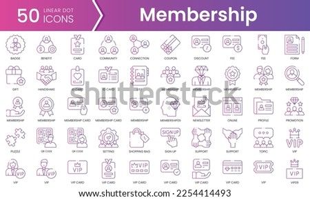 Set of membership icons. Gradient style icon bundle. Vector Illustration