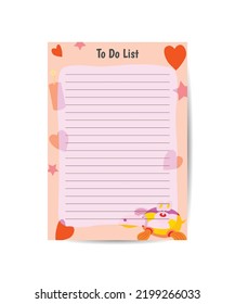 Set of memo cute pink sweets pastel illustration stationery for notes, tasks, to do list, organizer and planner