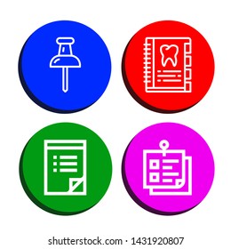 Set of memo icons such as Push pin, Agenda, To do list, Sticky note , memo