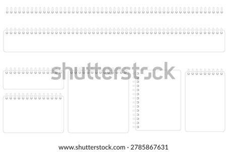 A set of memo notebook frames and line elements with a clean and simple design. Includes borders, labels, headers, and outline parts suitable for layouts, stationery, organizers, and modern graphic projects. Vector illustration.