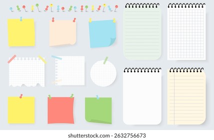 Set of memo sticky note. Vector illustration