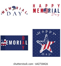 Set of memorial day labels on a white background, Vector illustration