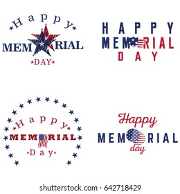 Set of memorial day labels on a white background, Vector illustration