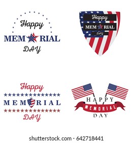 Set of memorial day labels on a white background, Vector illustration