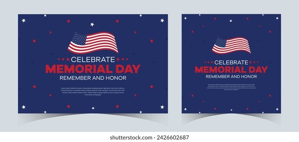 Set of memorial day sale web banner. Happy memorial day holiday sale post. Memorial day weekend sale banner. Memorial Day social media promotion template design in USA national flag colors