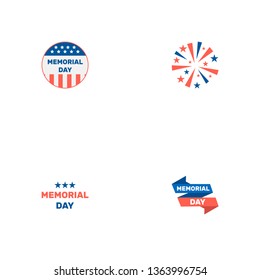 Set of memorial icons flat style symbols with history, firework, memorial day and other icons for your web mobile app logo design.