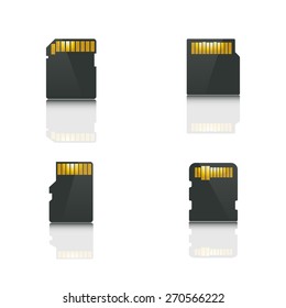 Set the memory card, the back side with a mirror image, vector illustration.