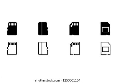 Set of memory card, vector icon illustration