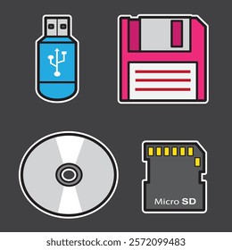 set of memory storage good for sticker, icon, element design, badge, printable, etc