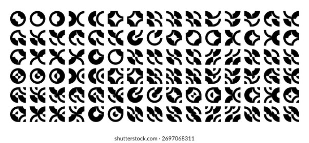 Conjunto de memphis círculo abstrato padrão ícone design