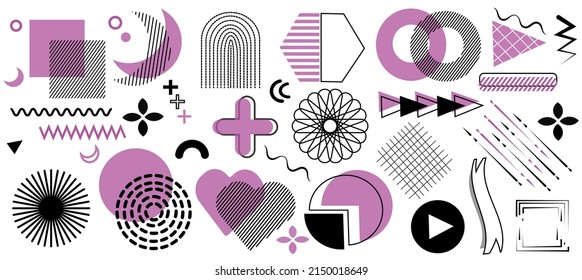 a set of memphis colorful geometric backgrounds. used for web design or for abstract backgrounds with modern geometric style