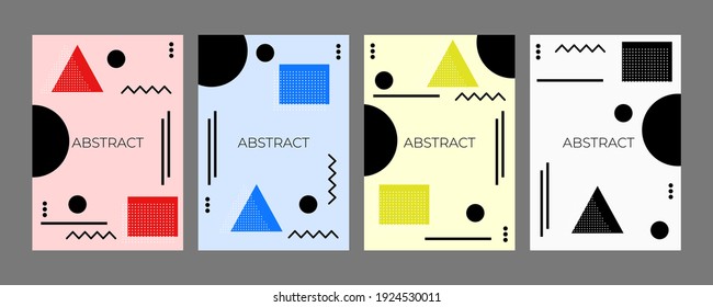 Set of memphis cover background. Abstract design vector for everything.