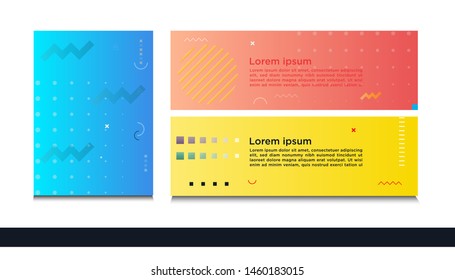 Set of memphis cover design, flat banner design with memphis style. can be used to advertising, cover, brochure, flyer, book. vector