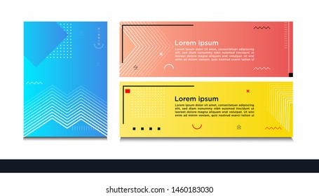 Set of memphis cover design, flat banner design with memphis style. can be used to advertising, cover, brochure, flyer, book. vector