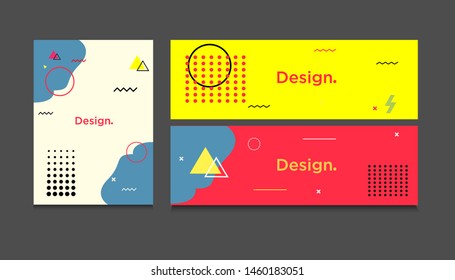 Set of memphis cover design, flat banner design with memphis style. can be used to advertising, cover, brochure, flyer, book. vector