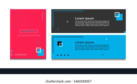 Set of memphis cover design, flat banner design with memphis style. can be used to advertising, cover, brochure, flyer, book. vector