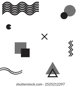 Set of Memphis Design Element Series with geometric abstract shapes.