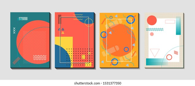 Set of memphis graphic cover design.