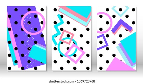 Set of memphis patterns. Abstract colorful fun background. Hipster style 80s-90s. Memphis elements.