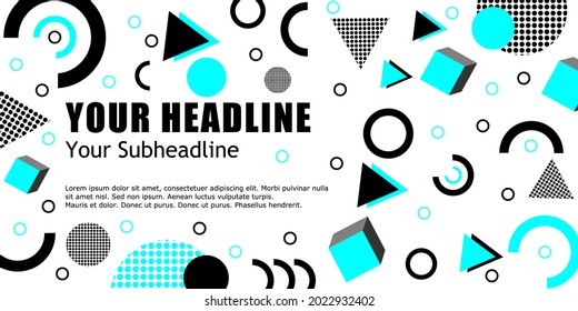 Set of memphis style covers. Collection of cool bright covers. Abstract shapes compositions. 